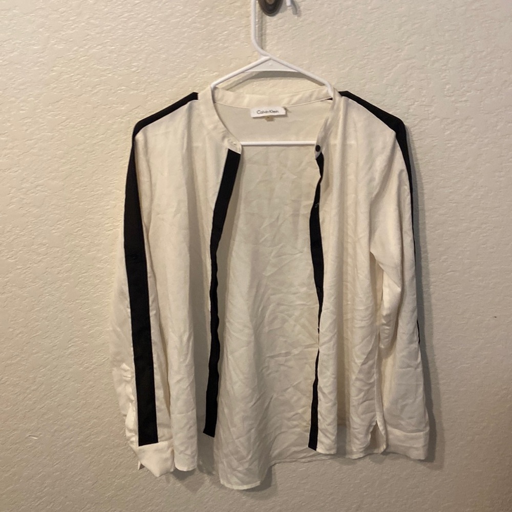 Calvin Klein white black stripped shirt